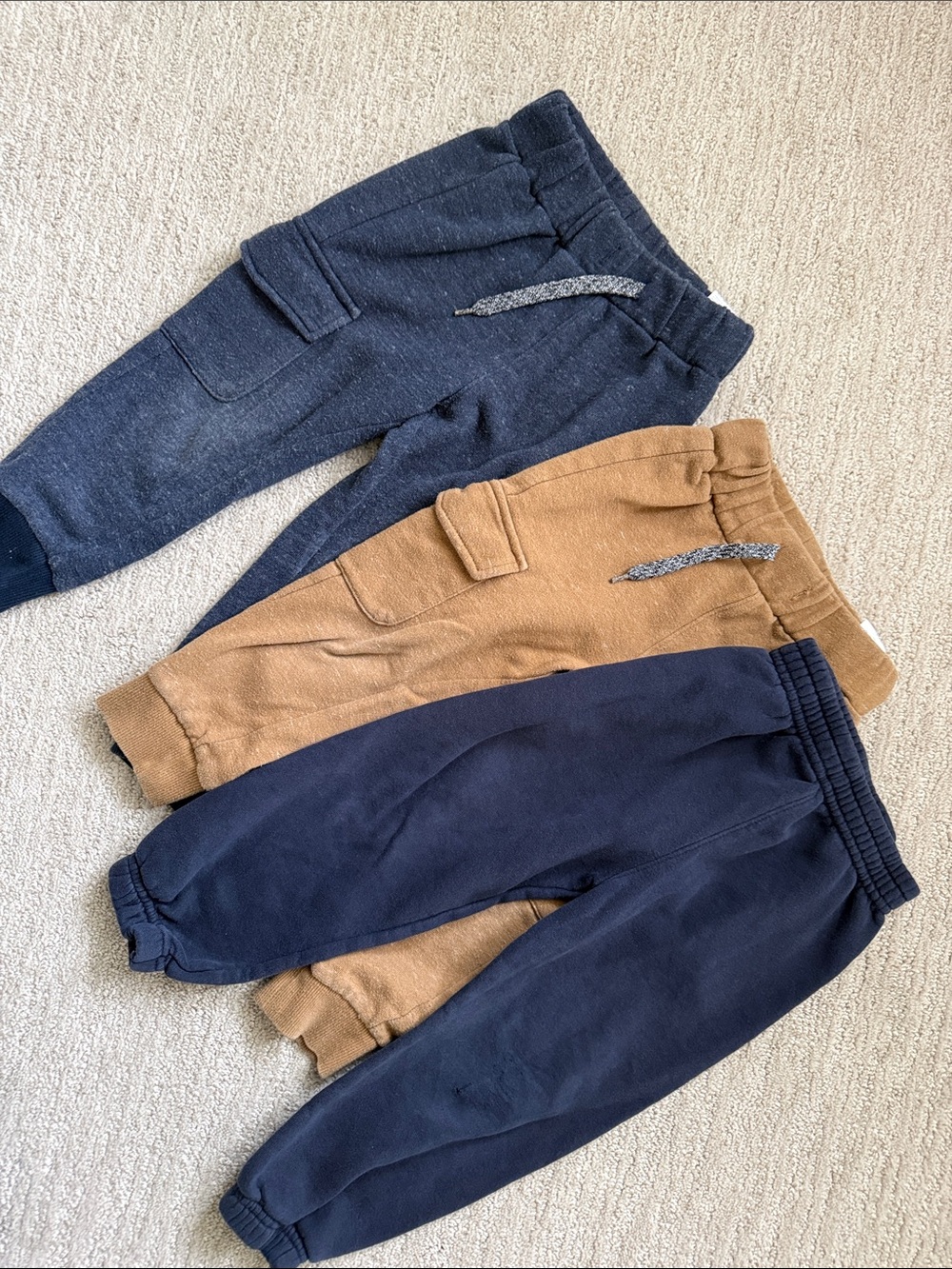 Old Navy Boys Jogger Set in Navy, Brown, and Heathered Blue